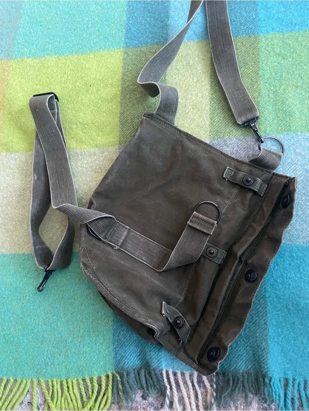 Vintage US Army M1950 canvas olive green bag #military